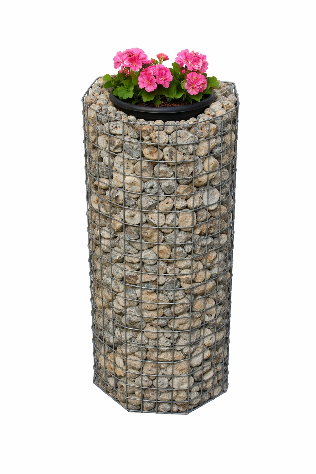 Colonne de fleurs octogonale demi, hauteur 82 cm, MW 5 x 5 cm, galvanisé à chaud, pot inclus