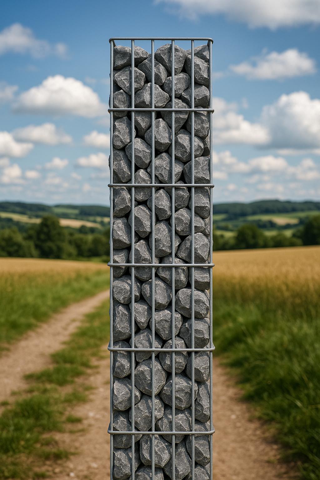 Colonne de gabion carrée galvanisée à chaud, 27,3 cm x 27,3 cm, 200 cm de hauteur, MW 5 cm x 20 cm, fil 8/6 mm