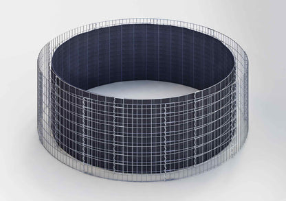 Lit surélevé rond, diamètre extérieur 502 cm, hauteur 50 cm, mailles 5 x 5 cm, épaisseur des parois 15 cm