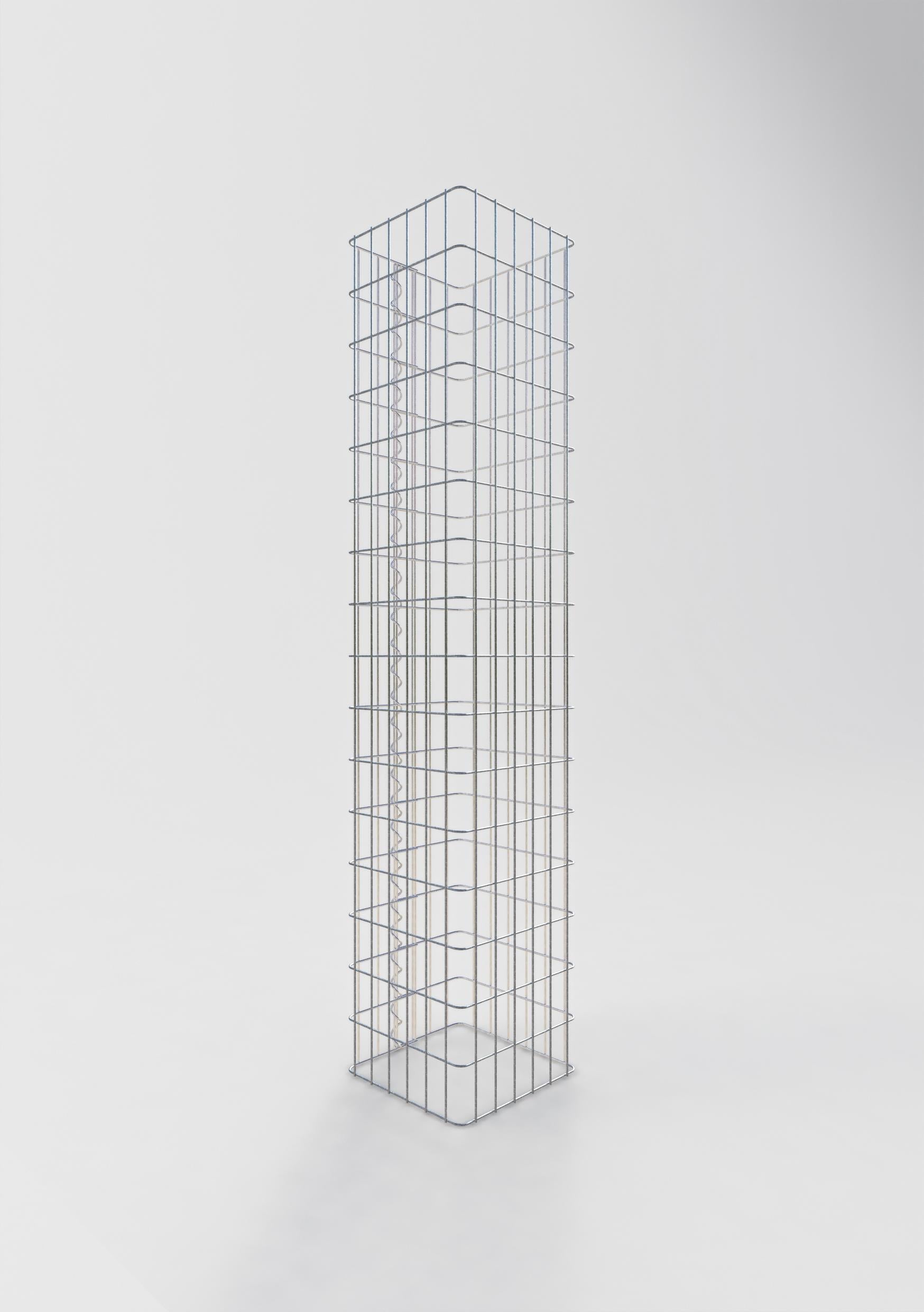 Colonne gabion carrée 32 cm x 32 cm, hauteur 160 cm, L 5 cm x 5 cm