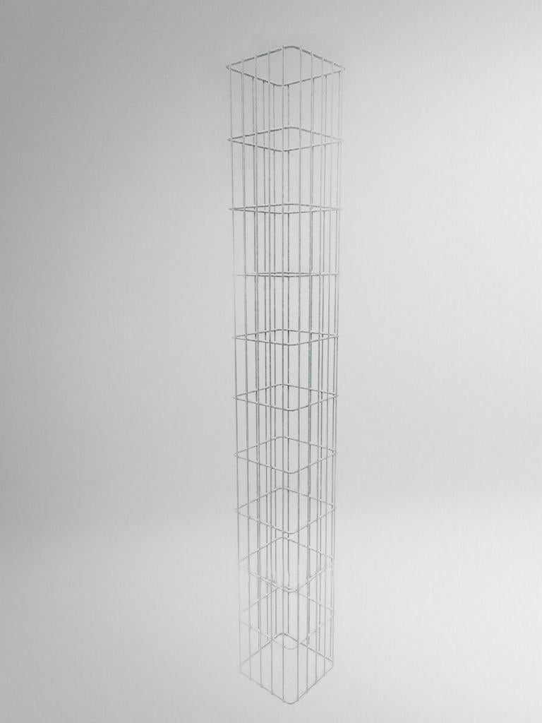 Colonne de gabions, carrée, galvanisée à chaud, 27 cm x 27 cm, hauteur 200 cm, MW 5 cm x 20 cm