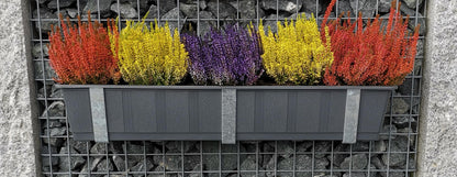 Galvanized flower box holder in a set of 3 including flower pot, for gabions MW 5 x 5
