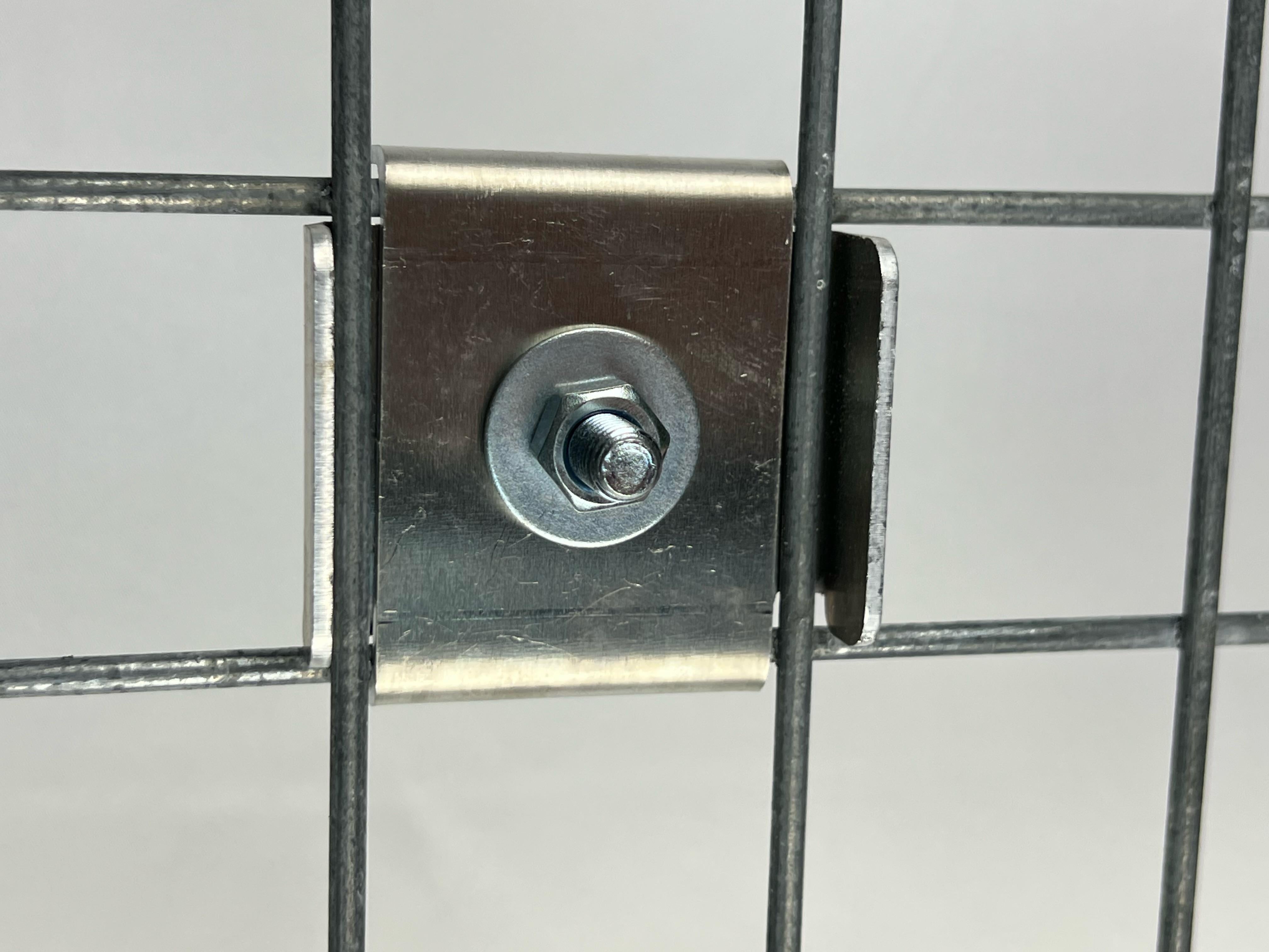 2er Set KLAMMER mit ZAUNHALTER 5 x 5 Zaun-Halter Gabione, Aluminium
