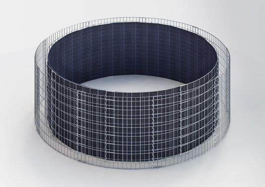 Lecho elevado redondo, diámetro exterior 352 cm, altura 80 cm, malla 5 x 10 cm, espesor de pared 15 cm