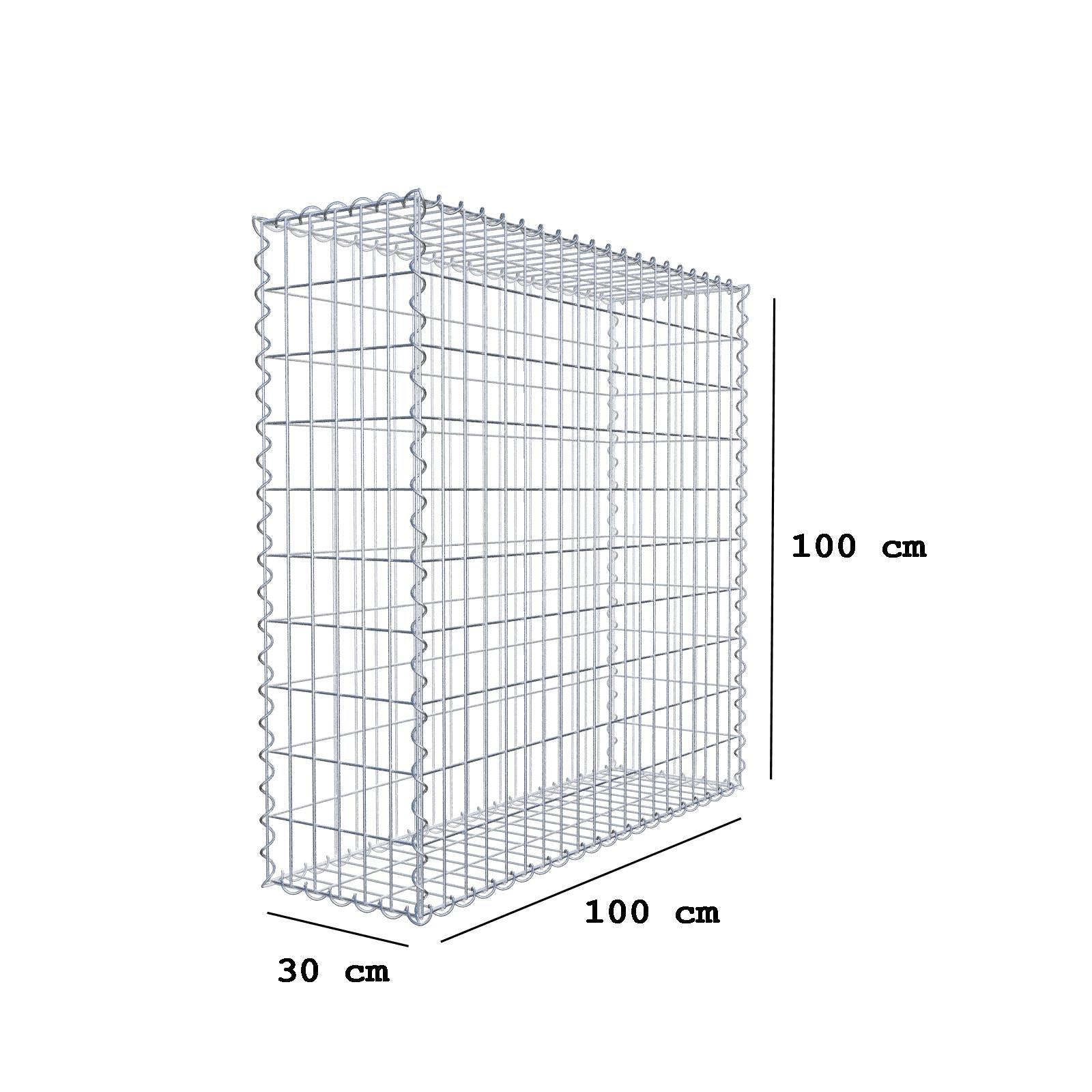 2er Set Gabionen 100 cm x 100 cm x 30 cm (L x H x T), Maschenweite 5 x 10 cm, Spirale