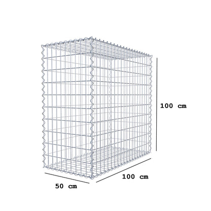 Lot de 2 gabions 100 cm x 100 cm x 50 cm (L x H x P), mailles 5 x 10 cm, spirale