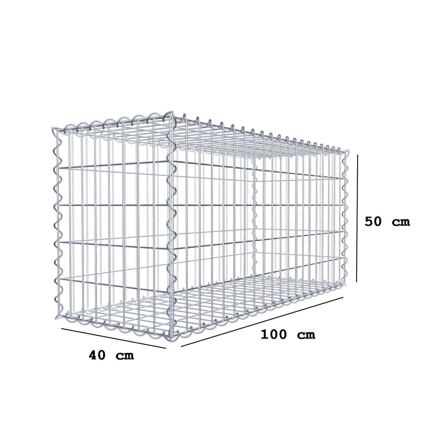 Lot de 2 gabions 100 cm x 50 cm x 40 cm (L x H x P), mailles 5 x 10 cm, spirale