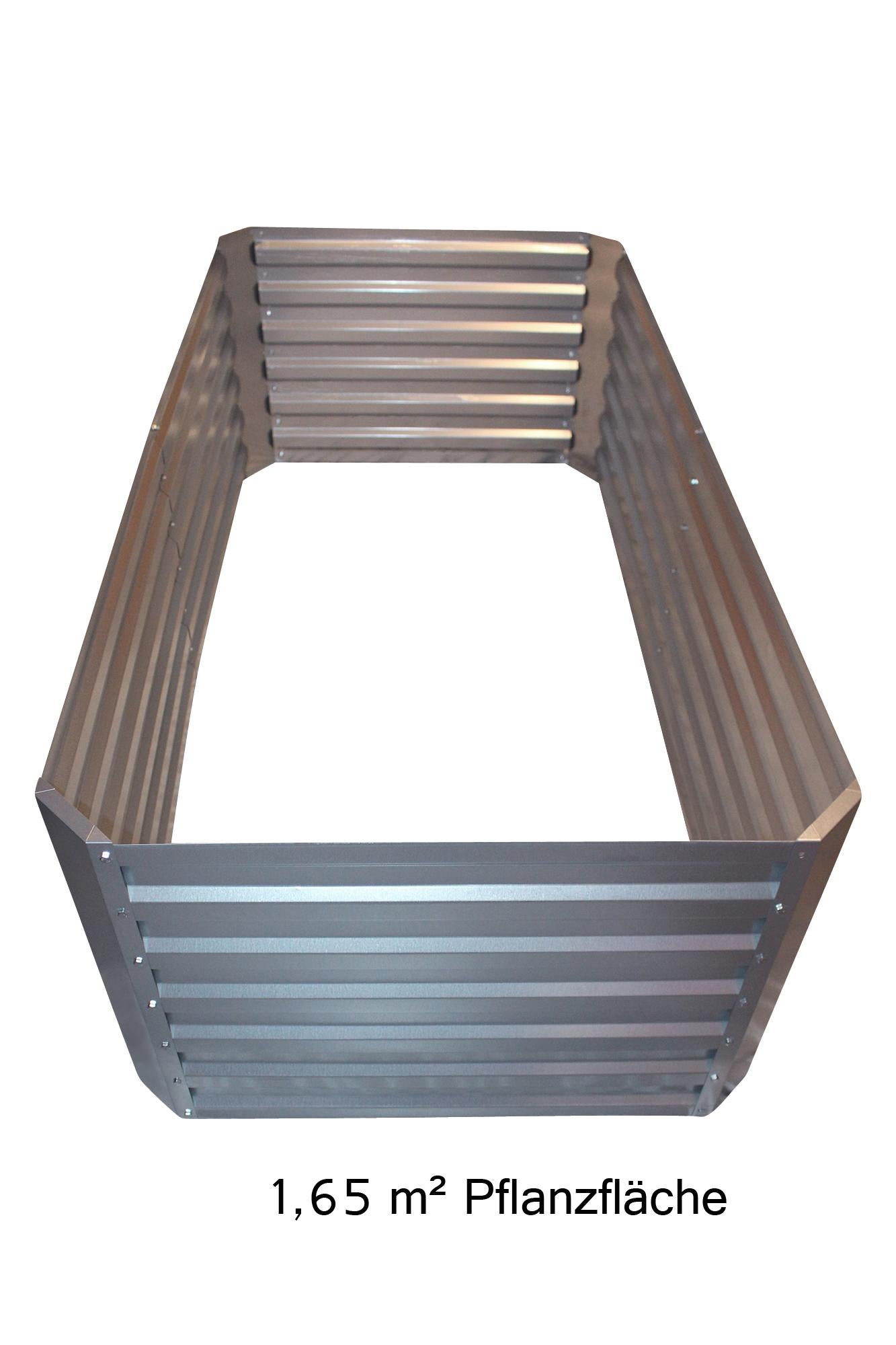Hochbeet aus verzinktem Blech mit Aufsatz - Maße ohne Aufsatz: 184 x 60 x 90 cm (L x H x T, Pflanzmaß)