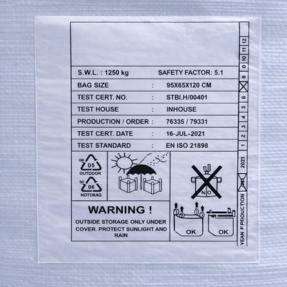 5x Big Bags 95 x 65 x 120 cm (L x D x H) - med tryck - mycket stabil - 1.250 kg SWL