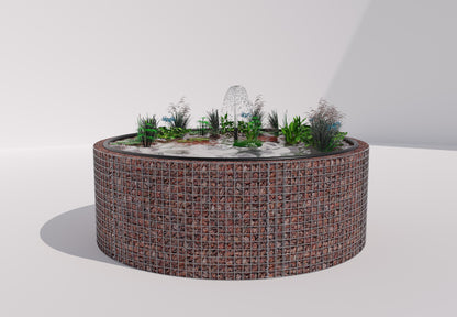 Gabion-dam, rund, ydre diameter 232 cm, højde 80 cm, maskestørrelse 5 x 5 cm, vægtykkelse 15 cm