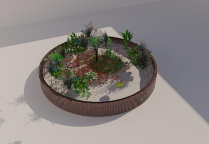 Gabion verhoogde vijver, rond, buitendiameter 442 cm, hoogte 50 cm, maaswijdte 5 x 5 cm, wanddikte 15 cm