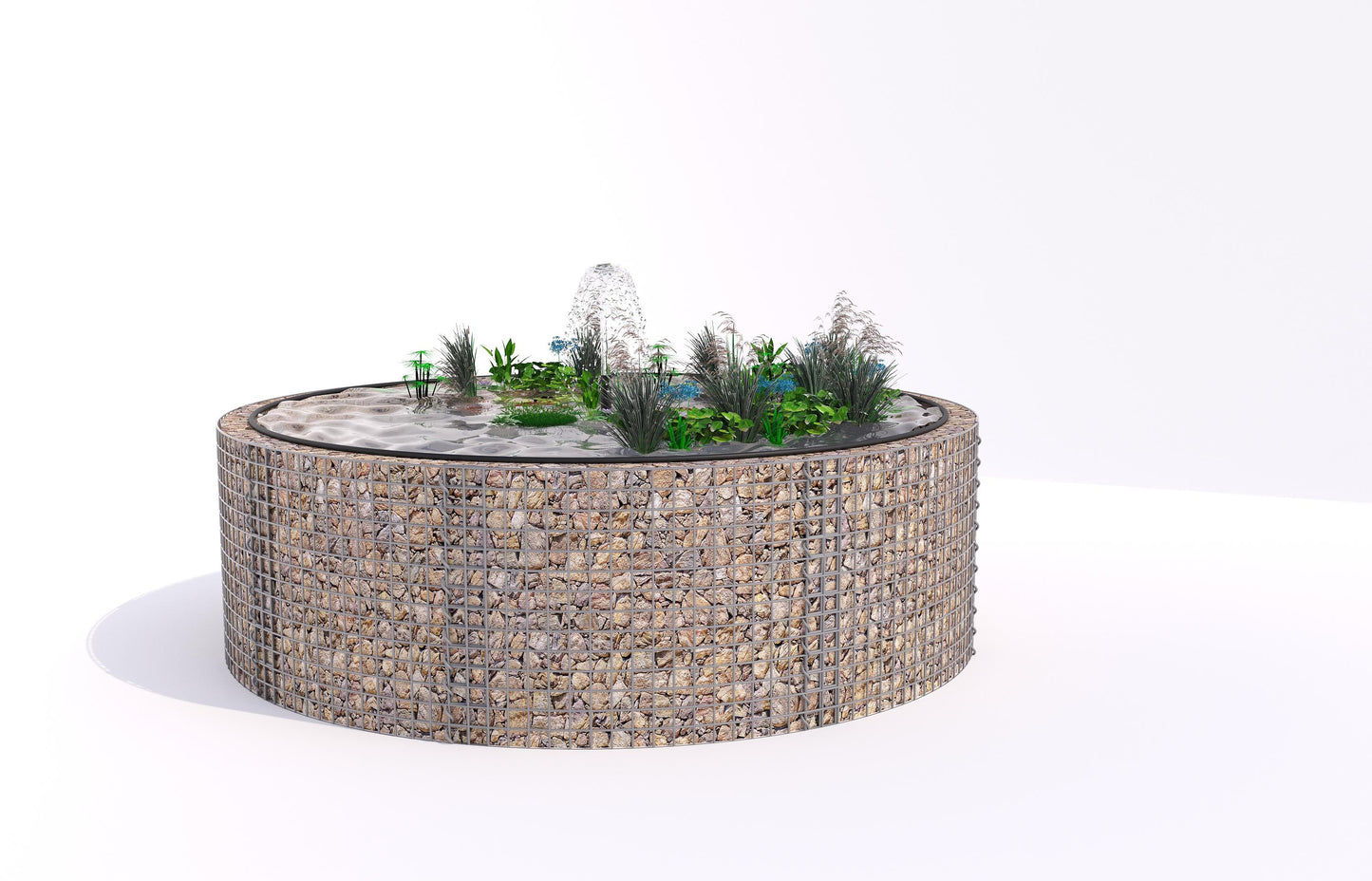 Gabion bassin surélevé rond, diamètre extérieur 262 cm, hauteur 80 cm, mailles 5 x 5 cm, épaisseur de paroi 15 cm