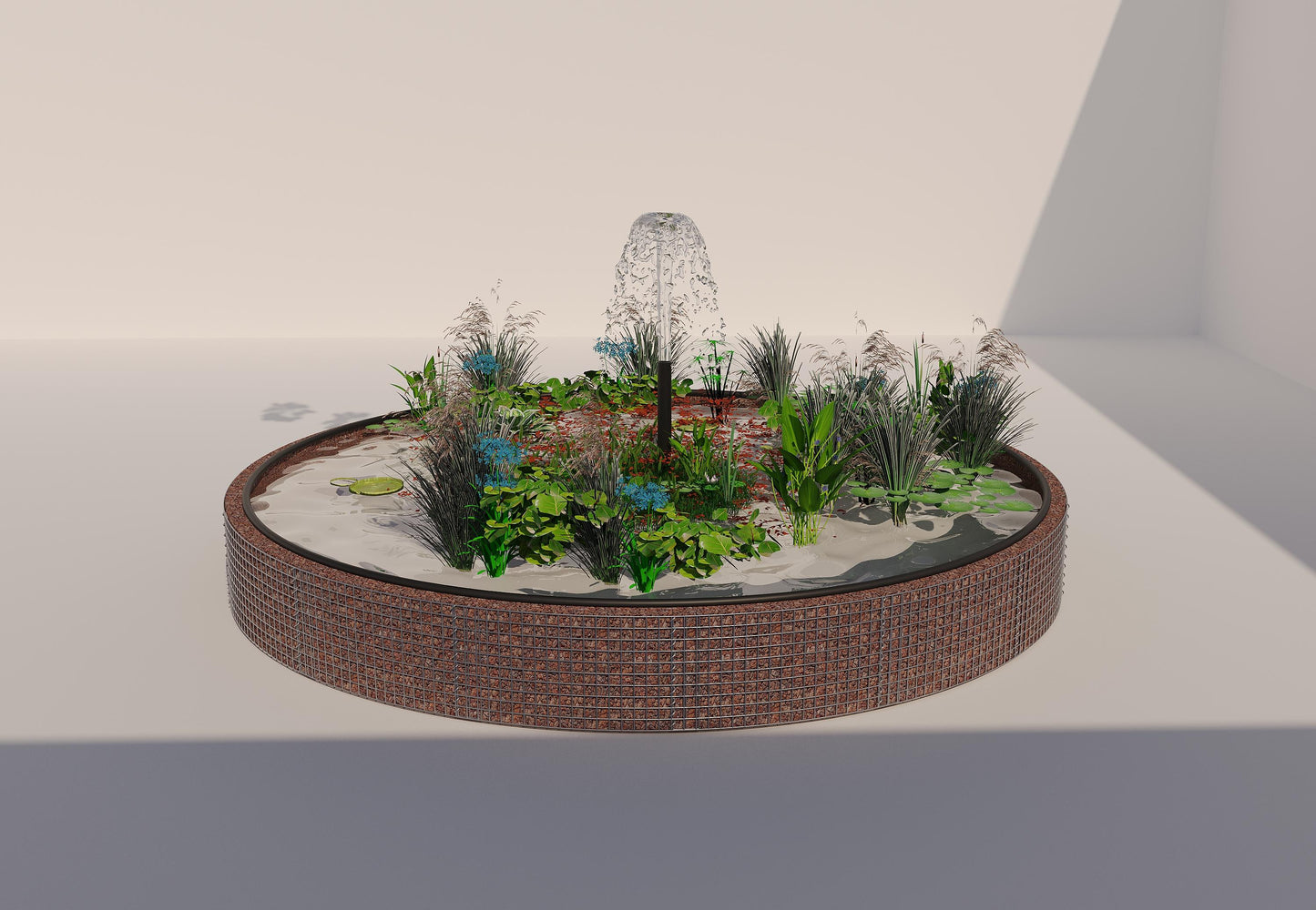 Gabion verhoogde vijver, rond, buitendiameter 442 cm, hoogte 50 cm, maaswijdte 5 x 5 cm, wanddikte 15 cm