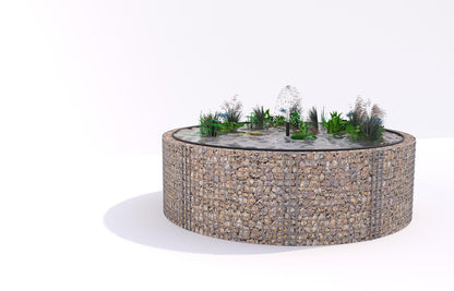 Gabion bassin surélevé rond, diamètre extérieur 262 cm, hauteur 80 cm, mailles 5 x 5 cm, épaisseur de paroi 15 cm