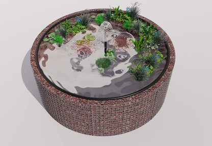 Gabion-dam, rund, ydre diameter 232 cm, højde 80 cm, maskestørrelse 5 x 5 cm, vægtykkelse 15 cm