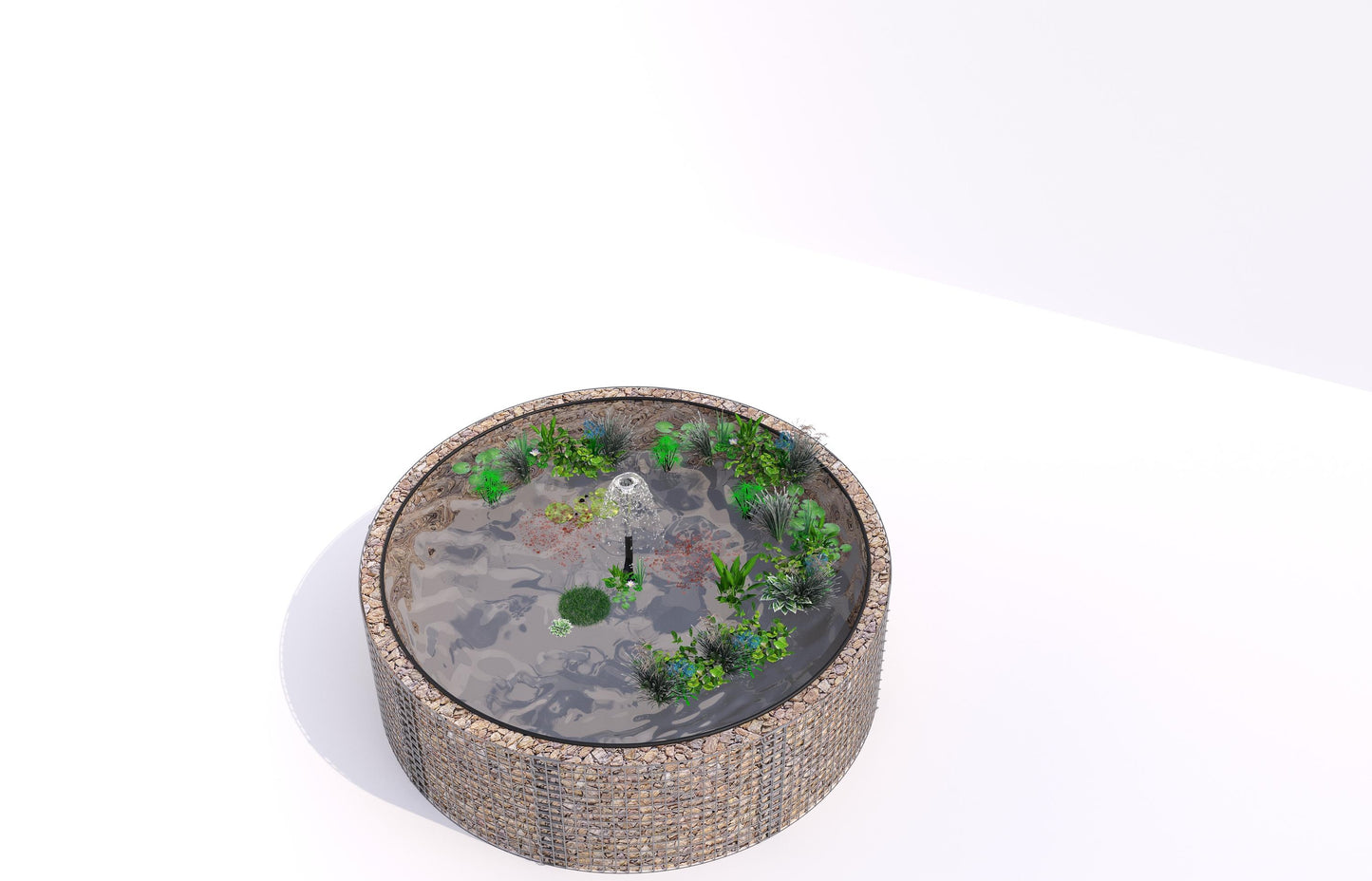 Gabion bassin surélevé rond, diamètre extérieur 262 cm, hauteur 80 cm, mailles 5 x 5 cm, épaisseur de paroi 15 cm