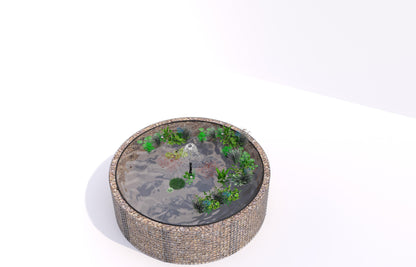 Gabion bassin surélevé rond, diamètre extérieur 262 cm, hauteur 80 cm, mailles 5 x 5 cm, épaisseur de paroi 15 cm