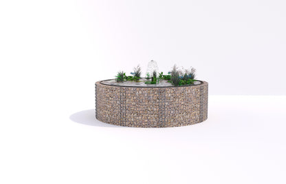 Gabion bassin surélevé rond, diamètre extérieur 262 cm, hauteur 80 cm, mailles 5 x 5 cm, épaisseur de paroi 15 cm