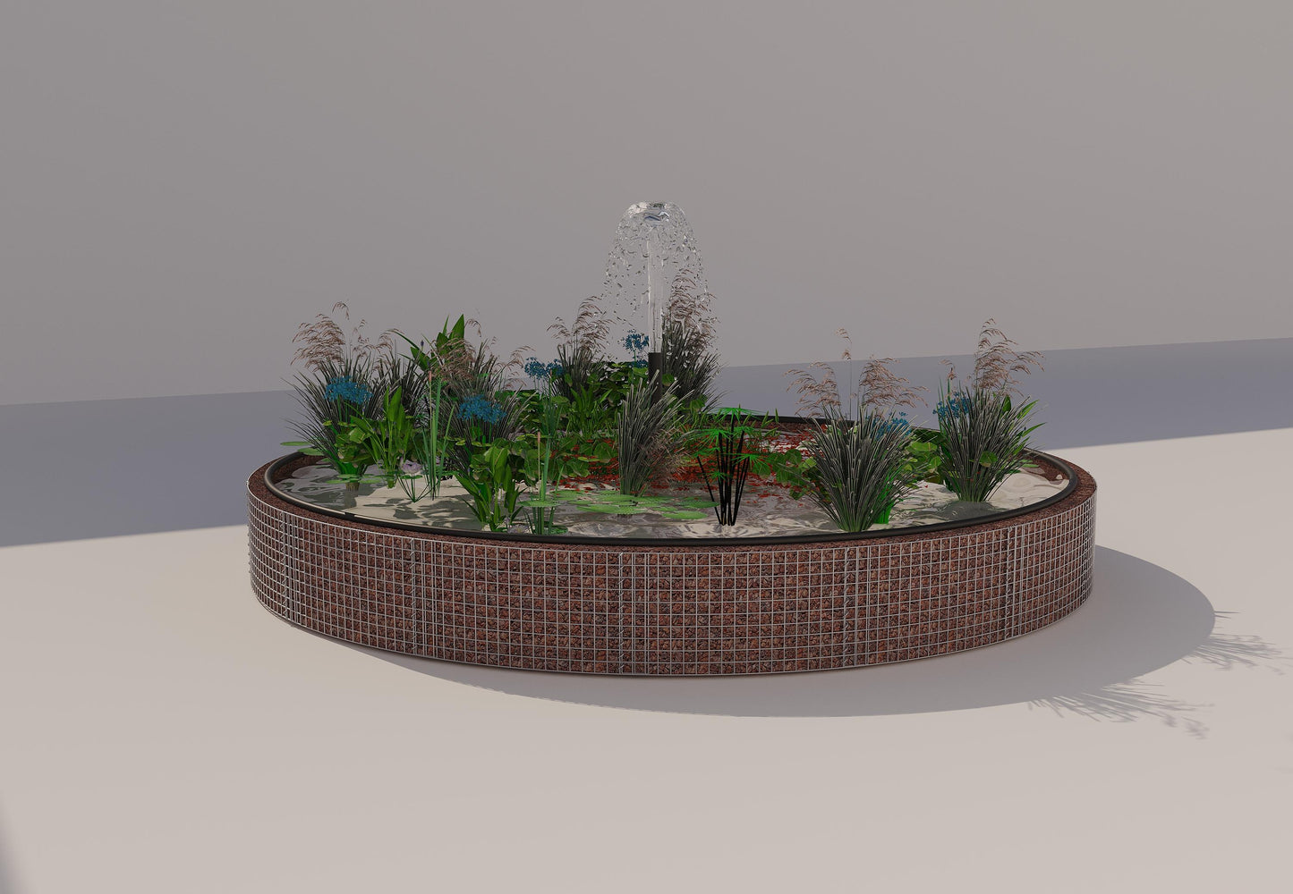 Gabion verhoogde vijver, rond, buitendiameter 442 cm, hoogte 50 cm, maaswijdte 5 x 5 cm, wanddikte 15 cm