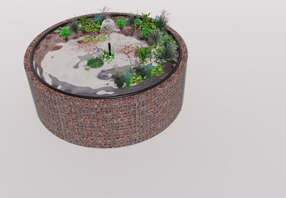 Gabion-dam, rund, ydre diameter 232 cm, højde 80 cm, maskestørrelse 5 x 5 cm, vægtykkelse 15 cm