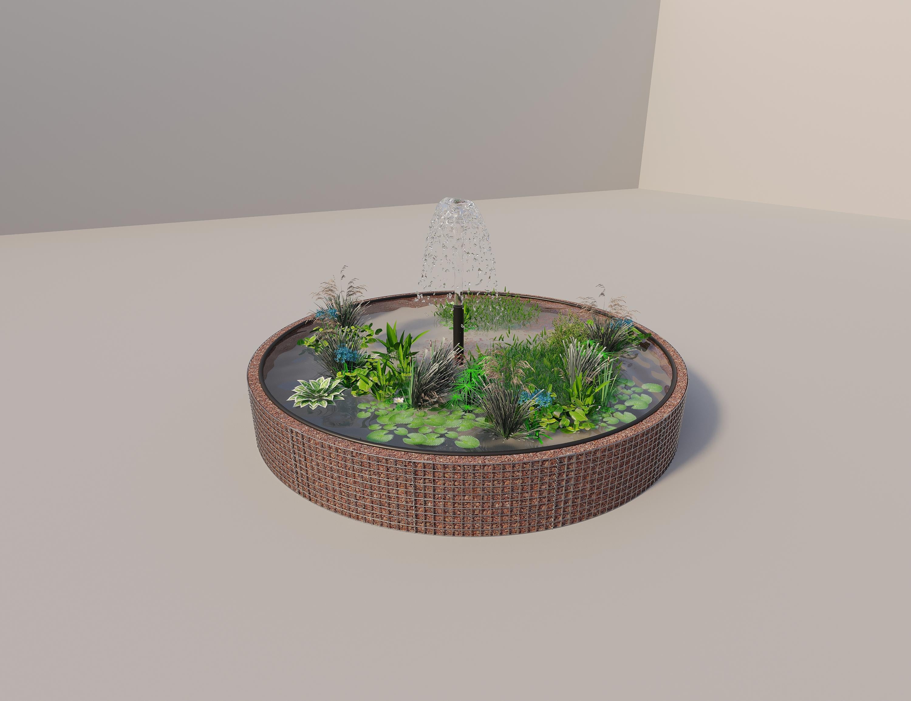 Gabion-dam, rund, ydre diameter 352 cm, højde 50 cm, maskestørrelse 5 x 5 cm, vægtykkelse 15 cm