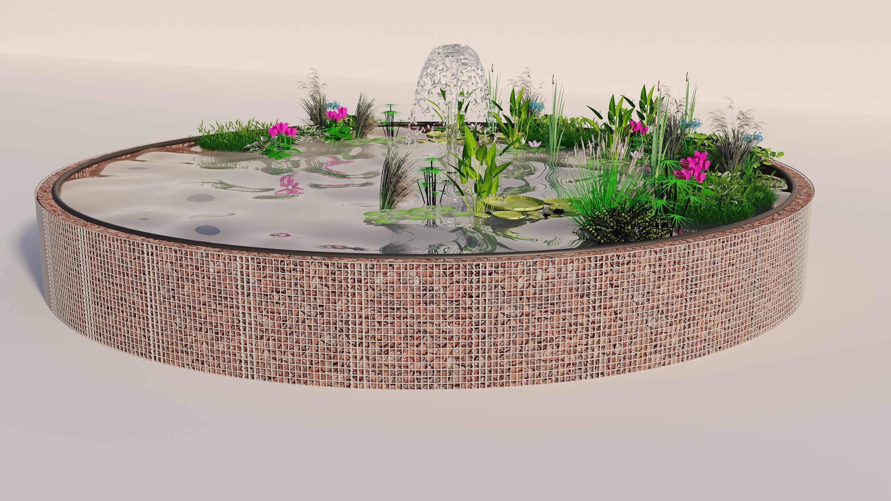 Gabion raised pond, round, outer diameter 322 cm, height 80 cm, mesh size 5 x 5 cm, wall thickness 15 cm