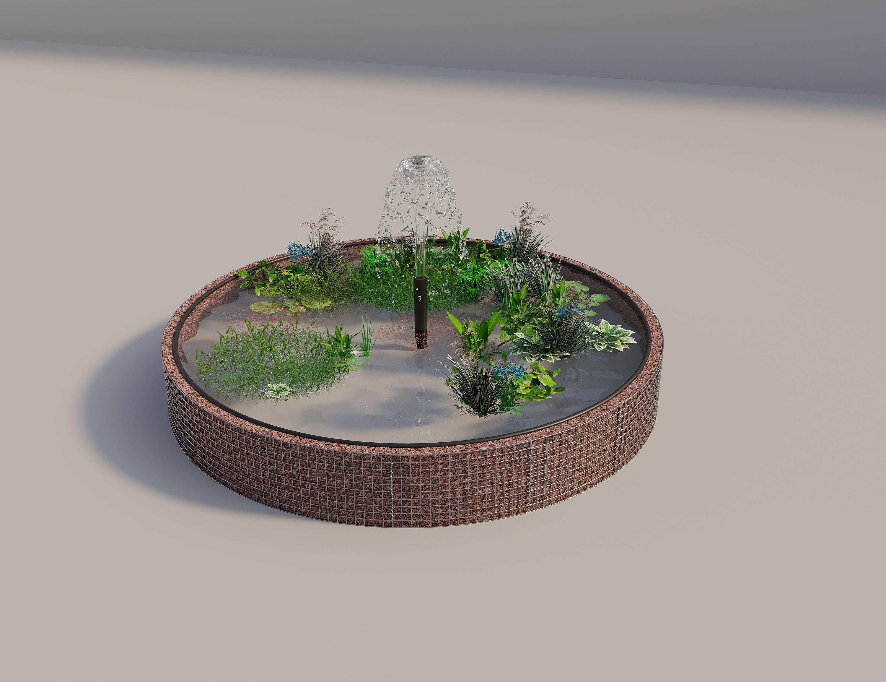 Gabion-dam, rund, ydre diameter 352 cm, højde 50 cm, maskestørrelse 5 x 5 cm, vægtykkelse 15 cm