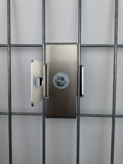 Abrazadera con soporte para valla, malla 5 x 10 cm, aluminio