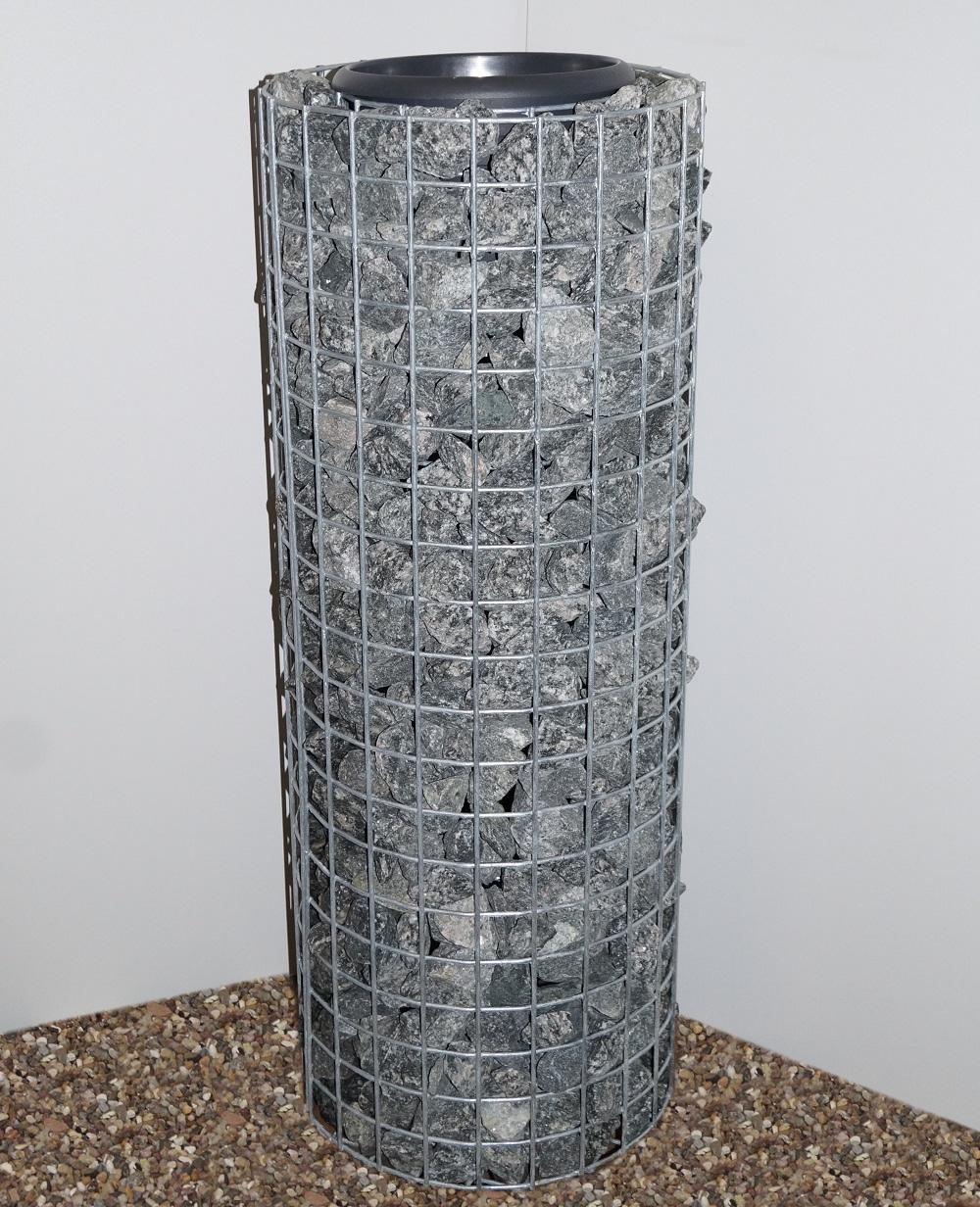 Colonne de fleurs ronde hauteur 102 cm, diamètre 37 cm, MW 5 x 5 cm, galvanisée à chaud avec pot