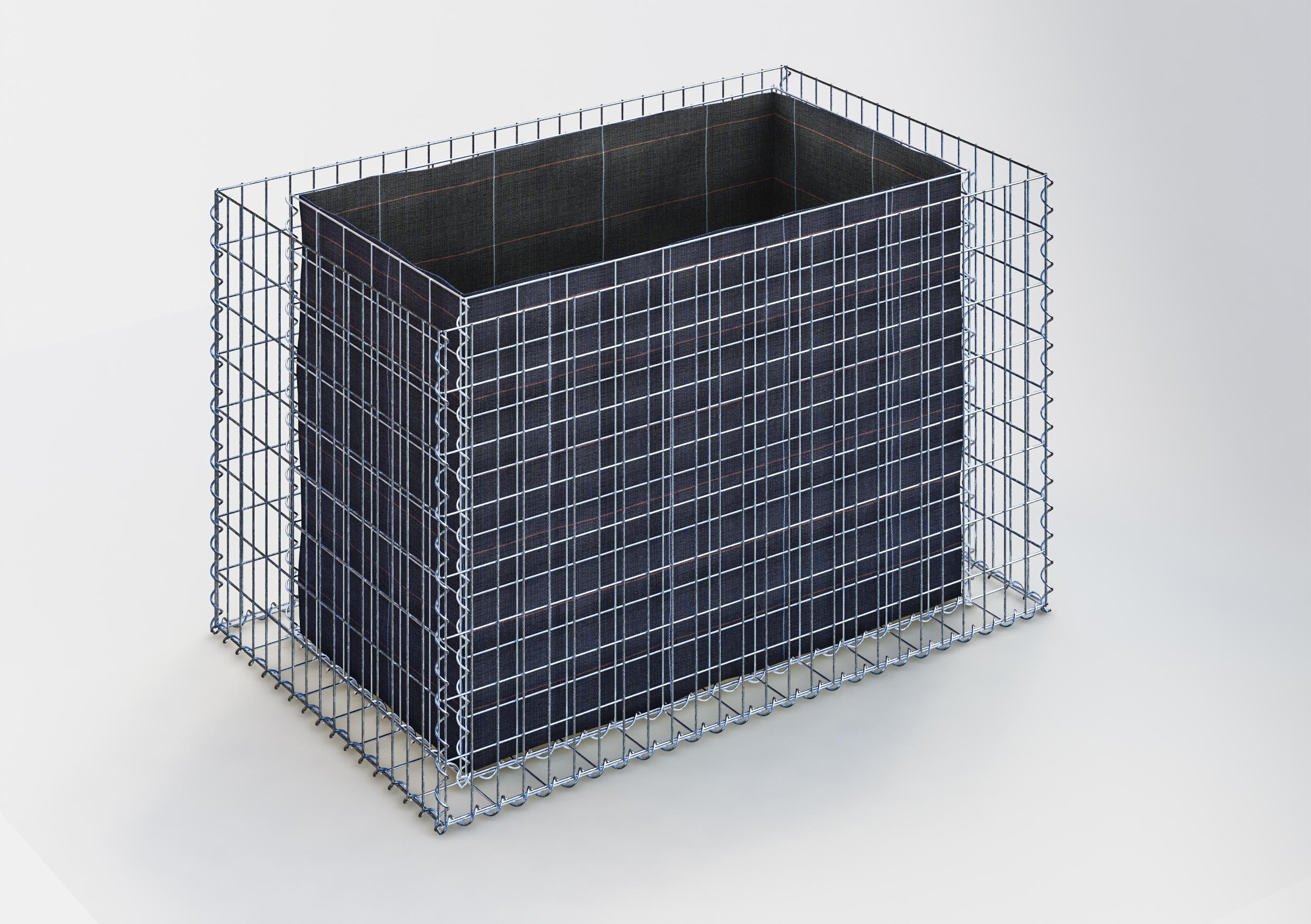 Rektangulär upphöjd säng 130 cm x 80 cm x 80 cm (L x H x D), maskstorlek 5 x 10 cm, väggtjocklek 10 cm