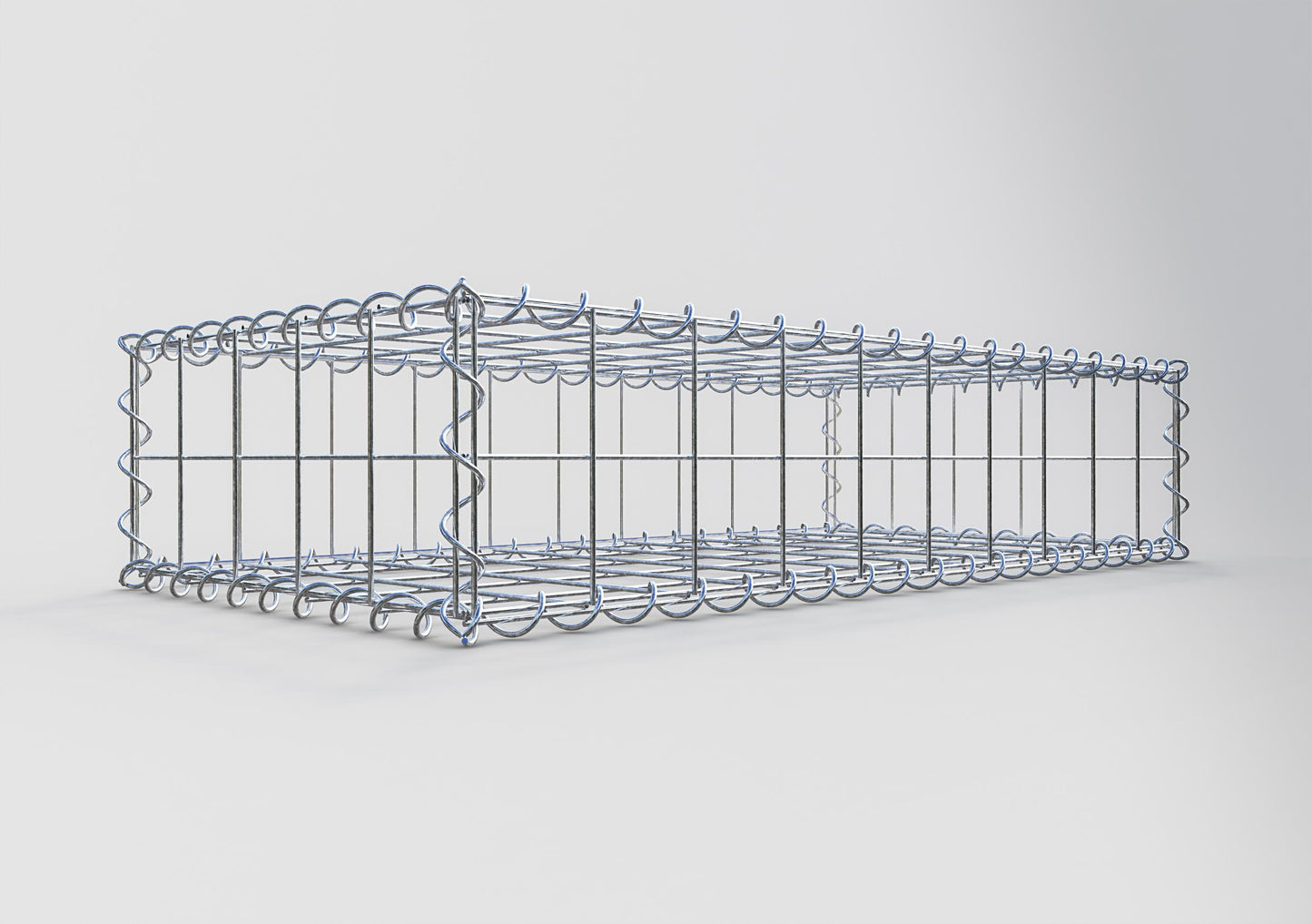 Gabião 100 cm x 20 cm x 50 cm (C x A x P), malhagem 10 cm x 10 cm, espiral