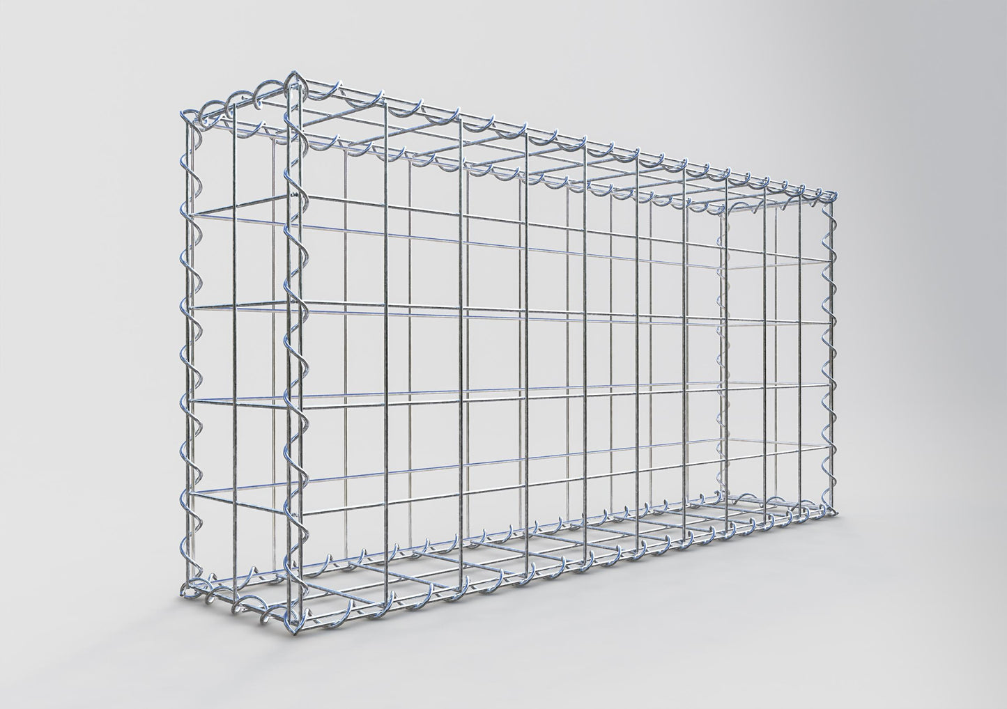 Gabião 100 cm x 50 cm x 20 cm (C x A x P), malhagem 10 cm x 10 cm, espiral
