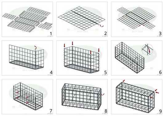 Gabião 100 cm x 50 cm x 50 cm (C x A x P), malhagem 10 cm x 10 cm, espiral