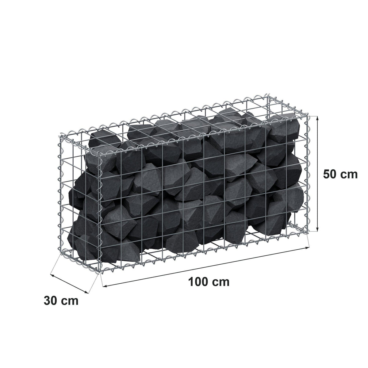 Gabion 100 cm x 50 cm x 30 cm (L x H x P), mailles 10 cm x 10 cm, spirale