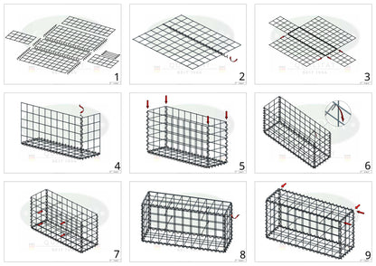 Set di 2 gabbioni 100 cm x 50 cm x 50 cm (L x H x P), maglia 10 x 10 cm, spirale