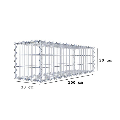 Gabione 100 cm x 30 cm x 30 cm (L x H x T), Maschenweite 5 cm x 10 cm, Spirale