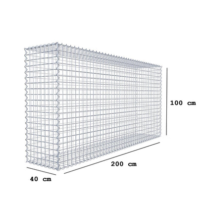 Gabbione 200 cm x 100 cm x 40 cm (L x H x P), maglia 5 cm x 5 cm, spirale