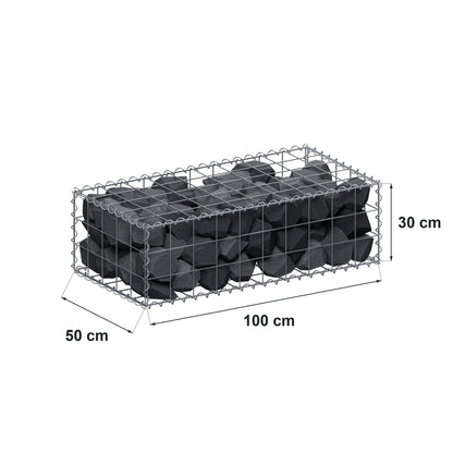 Gabione 100 cm x 30 cm x 50 cm (L x H x T), Maschenweite 10 cm x 10 cm, Spirale