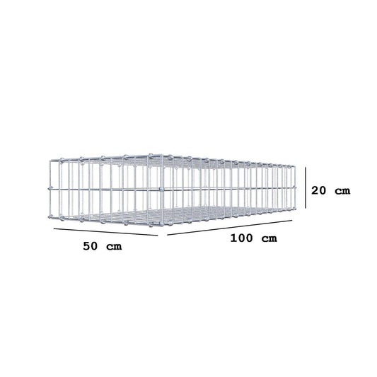 Gabion 100 cm x 20 cm x 50 cm (L x H x D), mesh size 5 x 10 cm, spiral ring