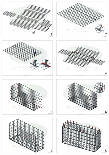 Gabion 50 cm x 50 cm x 20 cm (L x H x P), mailles 5 x 10 cm, anneau en spirale