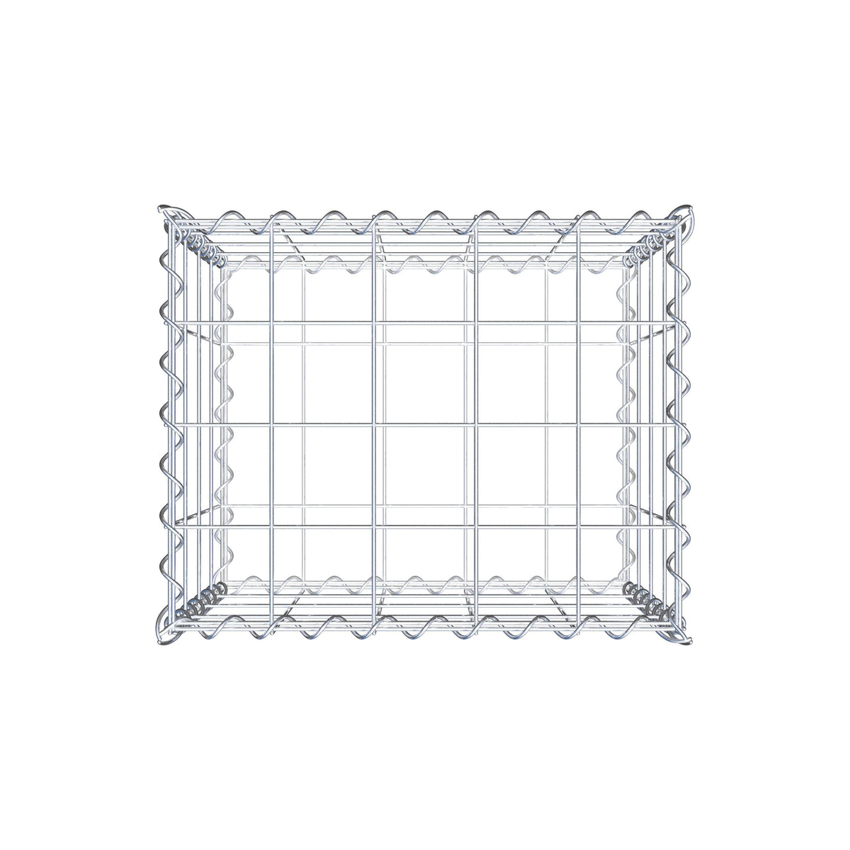 Schanskorf 50 cm x 40 cm x 40 cm (L x H x D), maaswijdte 10 cm x 10 cm, spiraalvormig
