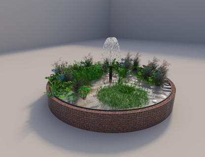 Estanque elevado de gaviones redondo, diámetro exterior 382 cm, altura 50 cm, luz de malla 5 x 5 cm, espesor de pared 15 cm