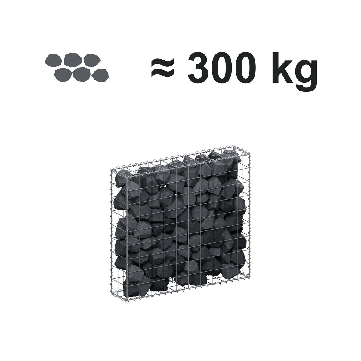 Gabion 100 cm x 90 cm x 20 cm (L x H x D), maskestørrelse 10 cm x 10 cm, spiral