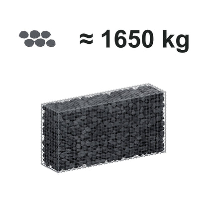 Gabion 200 cm x 100 cm x 50 cm (L x H x D), maskestørrelse 5 cm x 5 cm, spiral