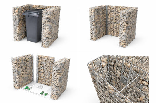 Gabionen Mülltonnenbox Grundelement  für 60120 l Mülltonnen, 115 cm Höhe