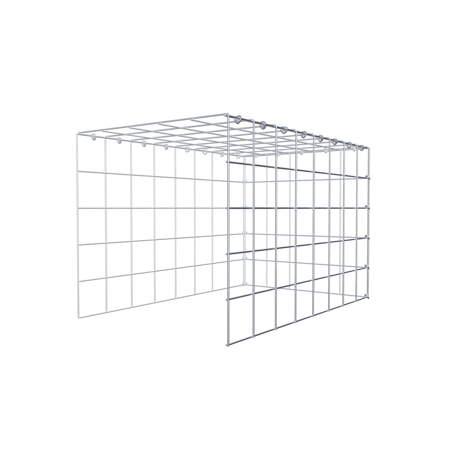 Monteret gabion type 4 80 cm x 50 cm x 50 cm (L x H x D), maskestørrelse 10 cm x 10 cm, C-ring