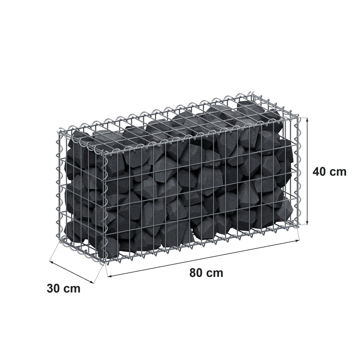 Gabion 80 cm x 40 cm x 30 cm (L x H x P), mailles 5 cm x 10 cm, spirale