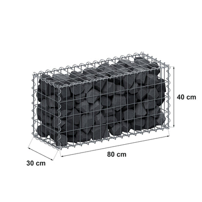 Gabion 80 cm x 40 cm x 30 cm (L x H x P), mailles 5 cm x 10 cm, spirale