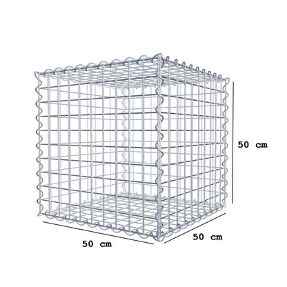 Gabião 50 cm x 50 cm x 50 cm (C x A x P), malhagem 5 cm x 5 cm, espiral