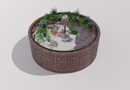 Gabionen Hochteich rund, Außendurchmesser 232 cm, Höhe 80 cm, Maschenweite 5 x 5 cm, Wandstärke 15 cm